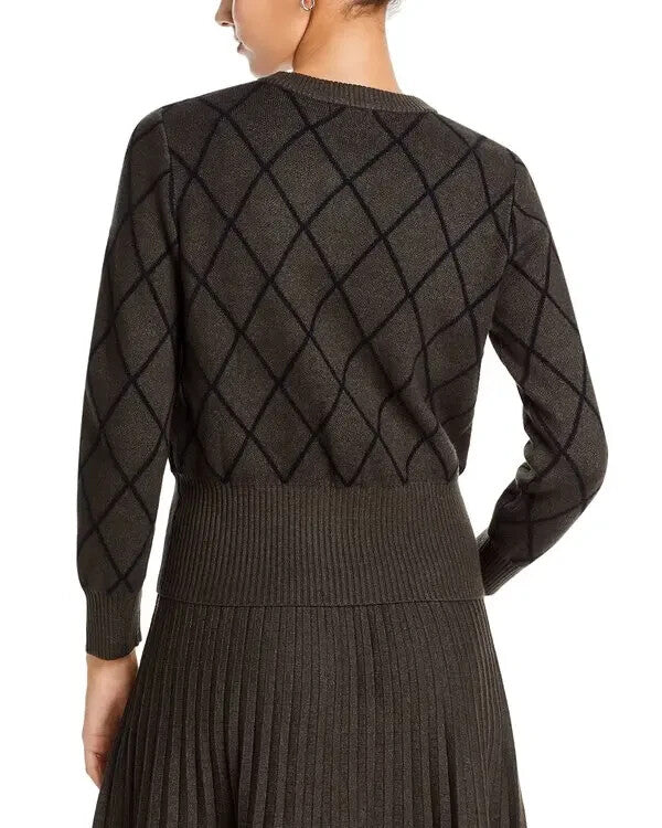 Nancy Yang Embellished Velvet Bow Knit Cardigan MSRP $96