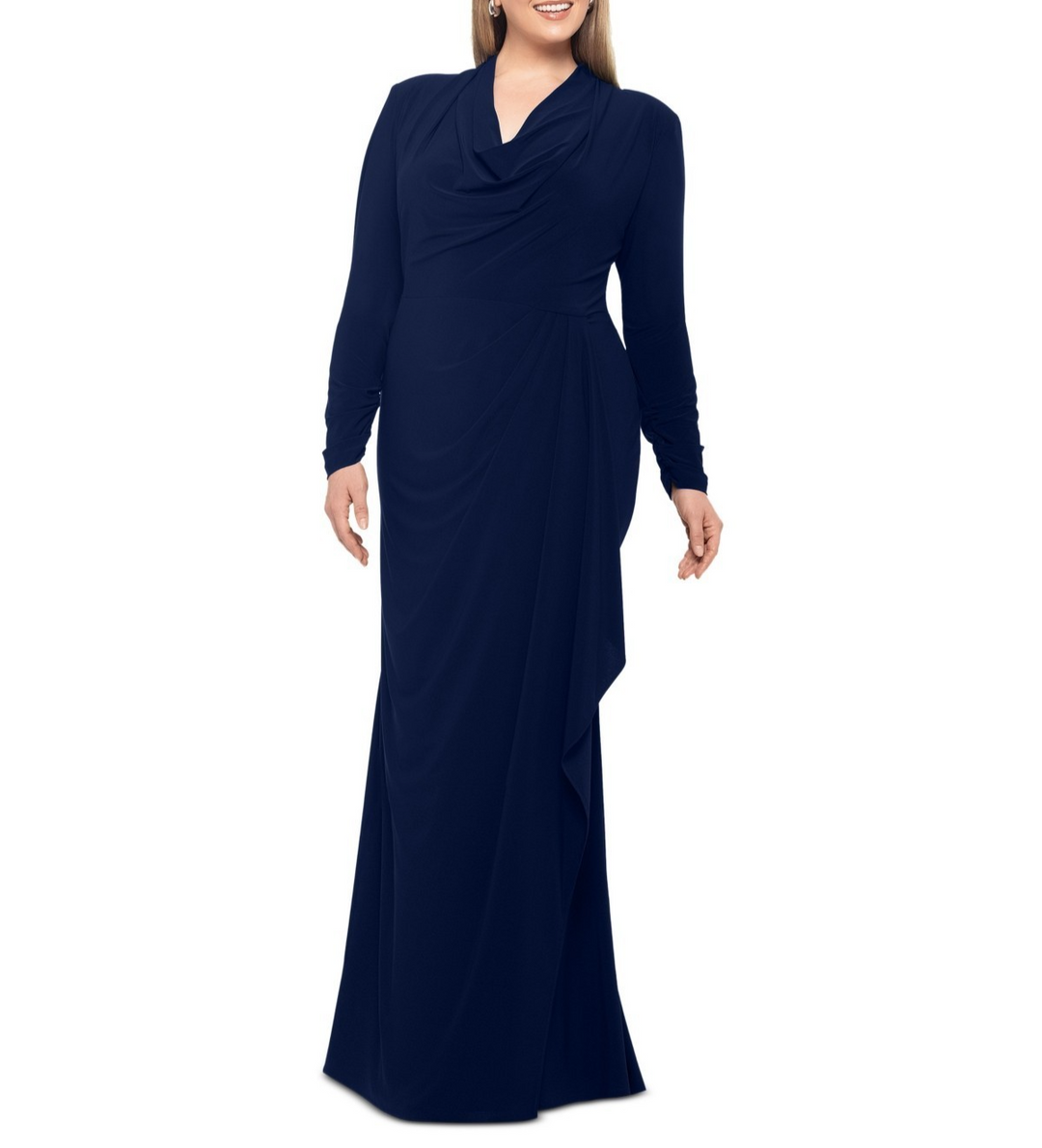 Betsy & Adam Plus Size Cowlneck Side-Draped Dress MSRP $229