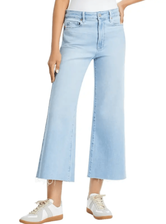 Paige Anessa High Rise Ankle Wide Leg Raw Hem Jeans MSRP $239