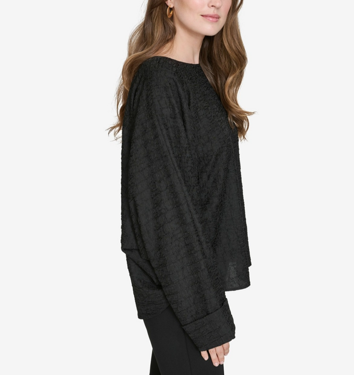 Halston Women's Textured Dolman-Sleeve Cuffed Blouse MSRP $89