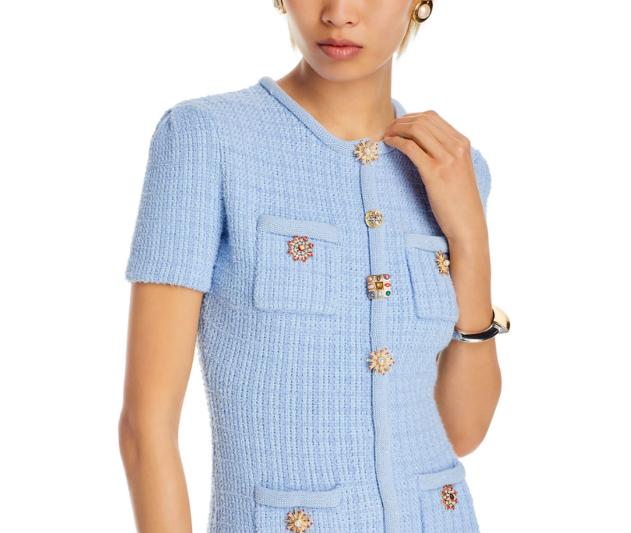 Self-Portrait Beaded Button Knit Dress MSRP $555
