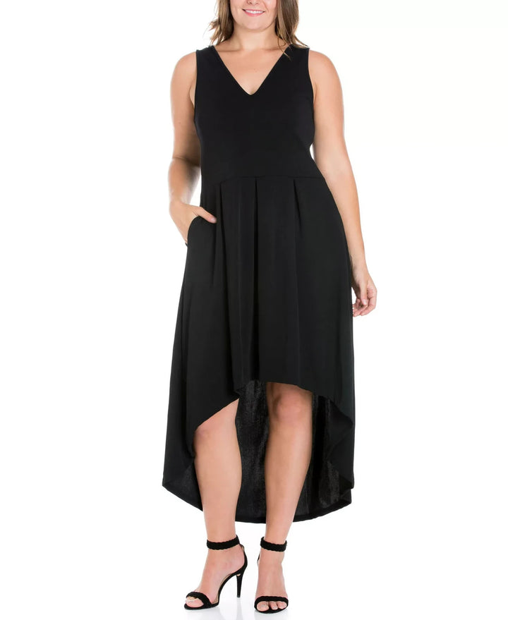 24seven Comfort Apparel Women's Plus Size High Low Party Dress MSRP $80.99