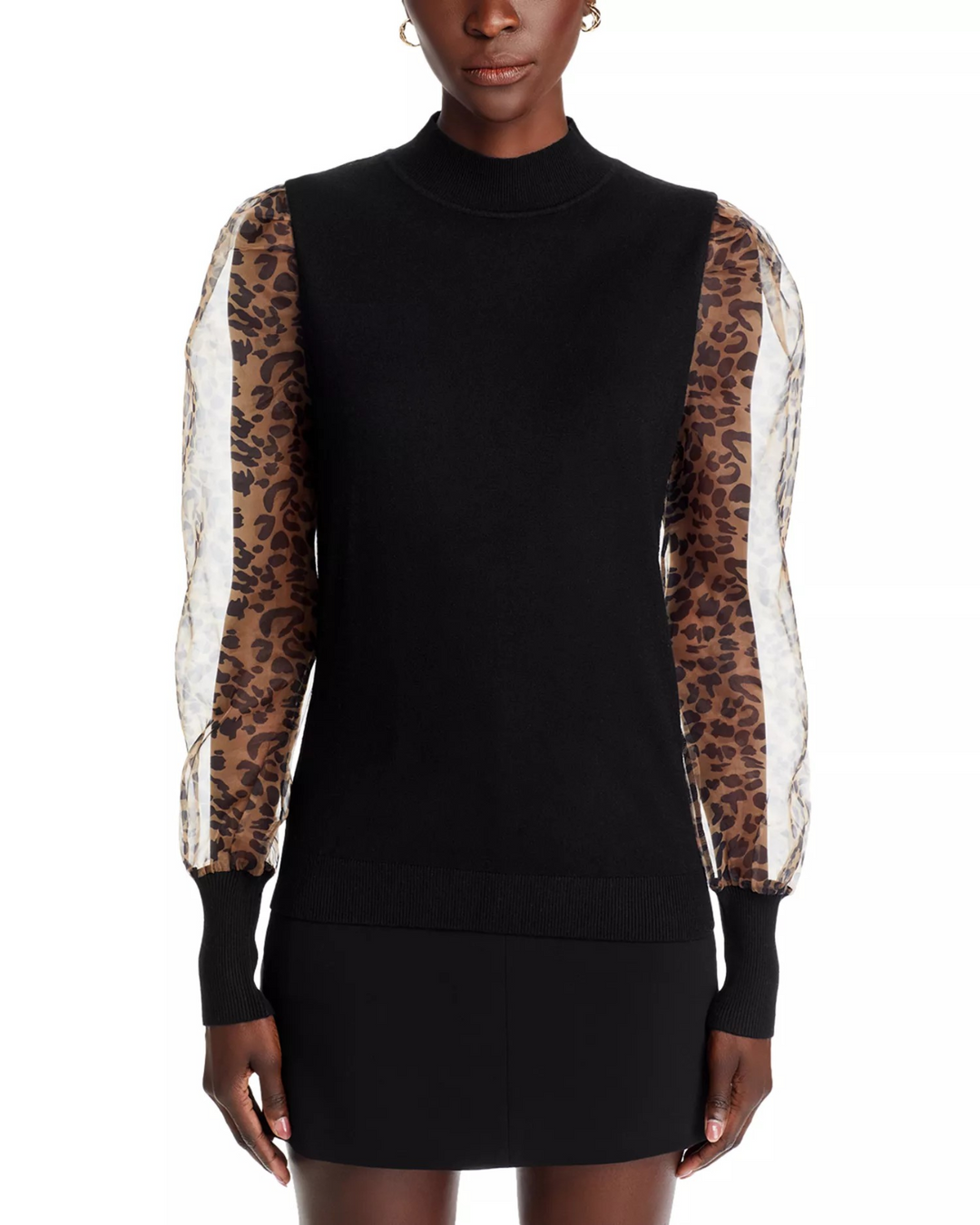 Sioni Mock Neck Puff Sleeve Sweater MSRP $118