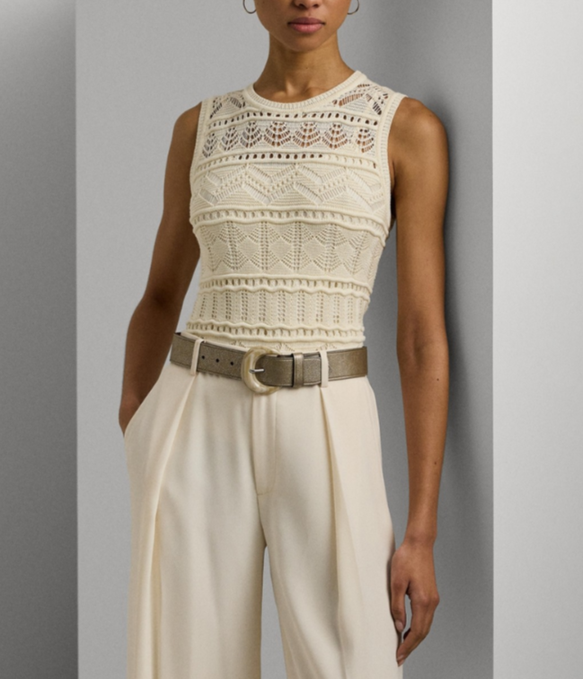 Lauren Ralph Lauren Pointelle Sweater Tank Top MSRP $125