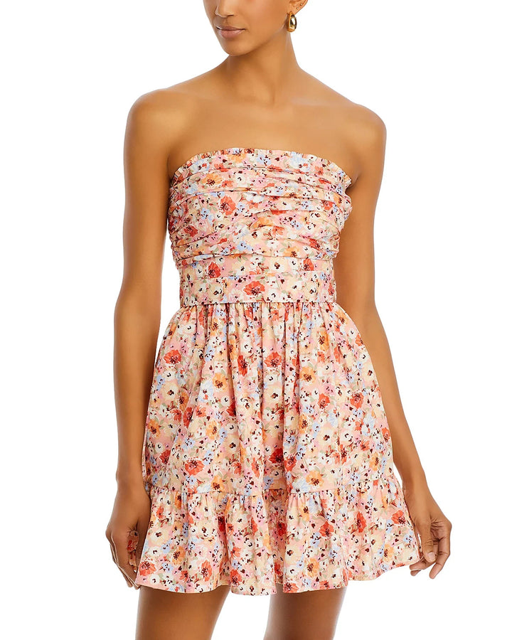 AQUA Floral Strapless Mini Dress MSRP $98