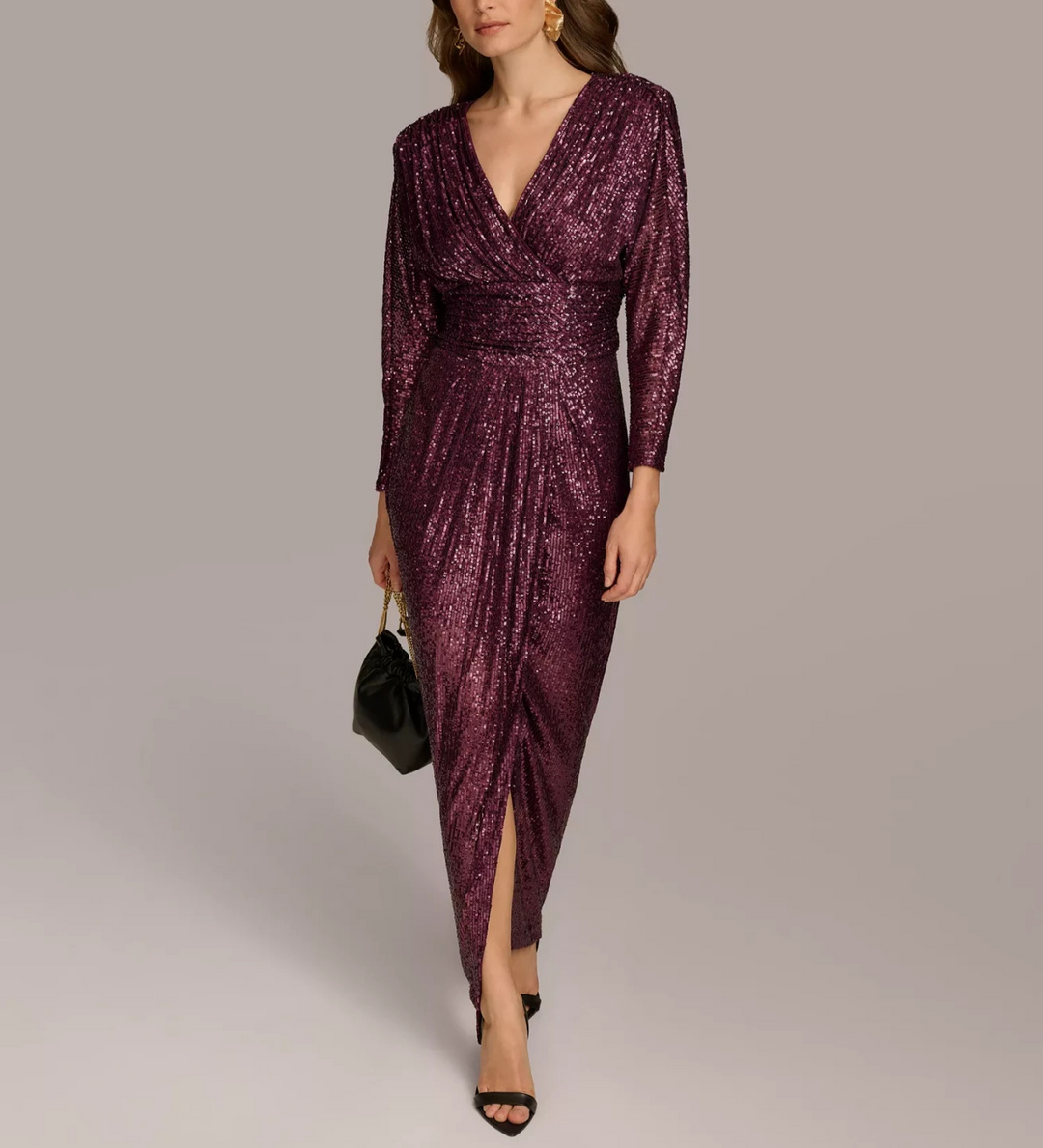Donna Karan New York Donna Karan Sequin Long-Sleeve Gown MSRP $299