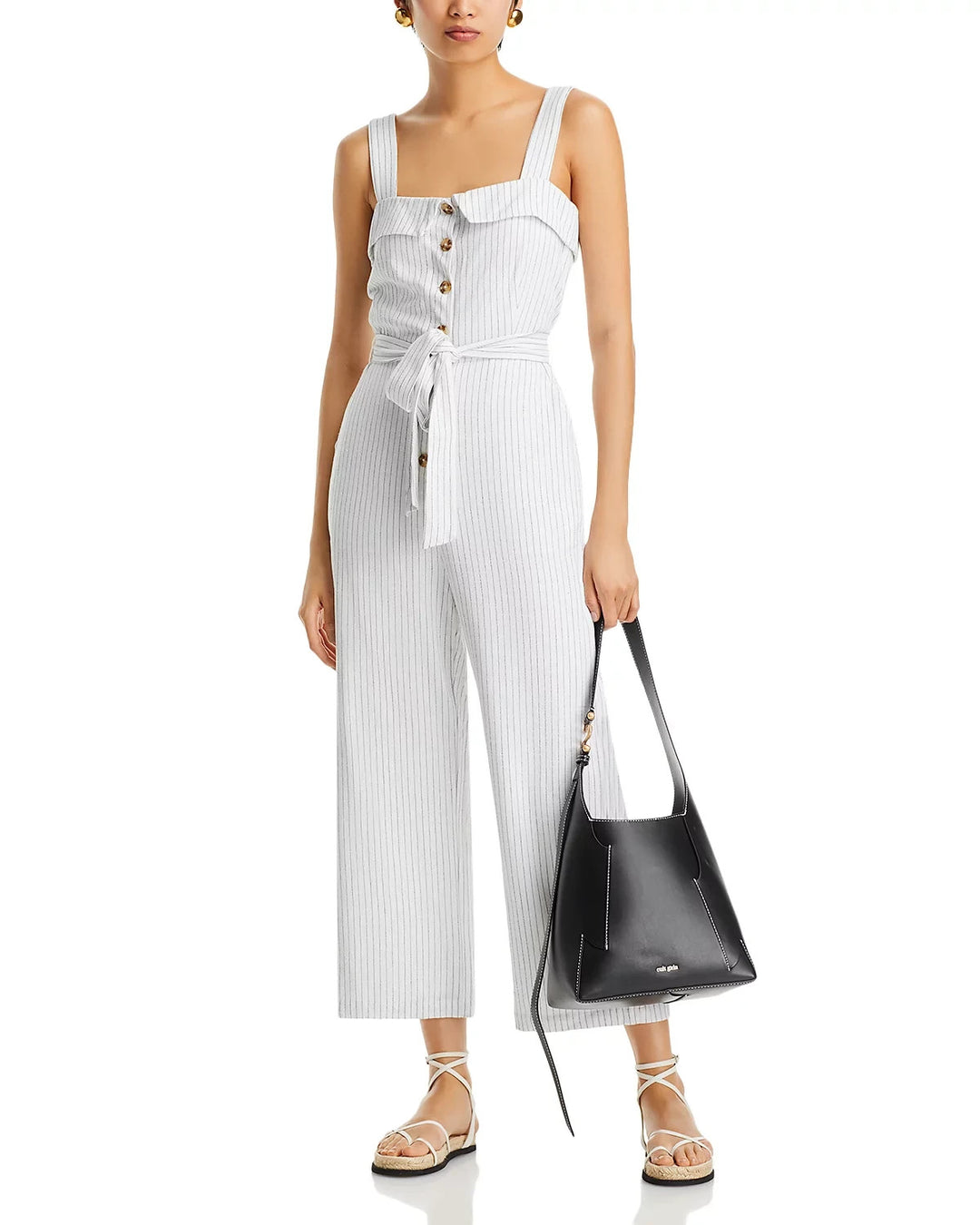 English Factory Striped Belted Jumpsuit MSRP $120