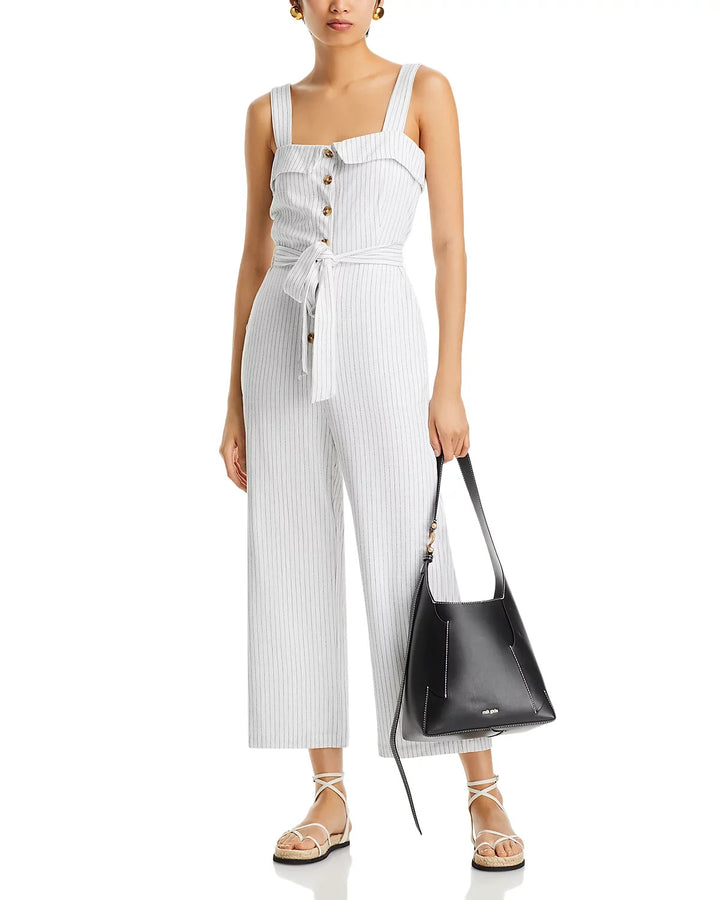 English Factory Striped Belted Jumpsuit MSRP $120