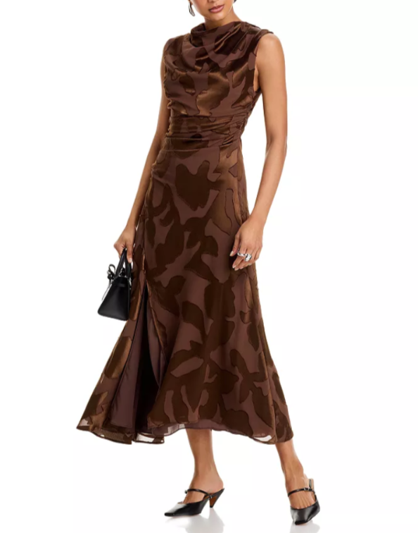 SIMKHAI Burke Draped Midi Dress MSRP $845