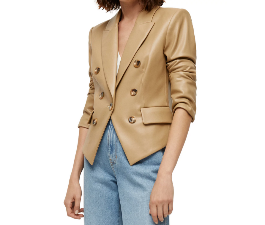 Veronica Beard Cooke Faux Leather Dickey Jacket MSRP $598