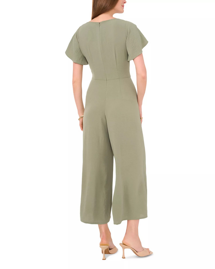 Vince Camuto Women's V-Neck Flutter-Sleeve Crop Wide-Leg Jumpsuit MSRP $109