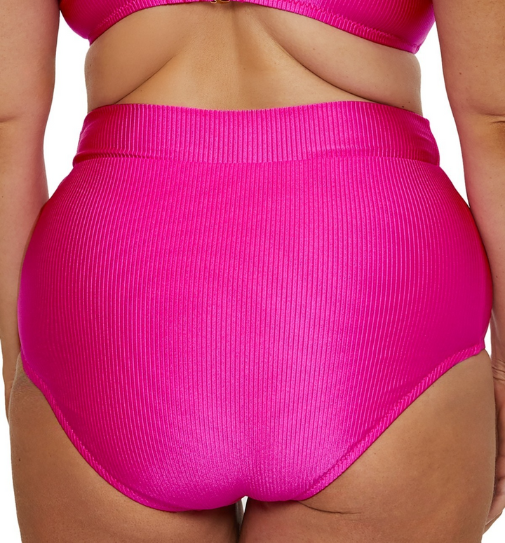 Becca ETC Plus Size Rib Shirred High-Waist Bikini Bottoms MSRP $88