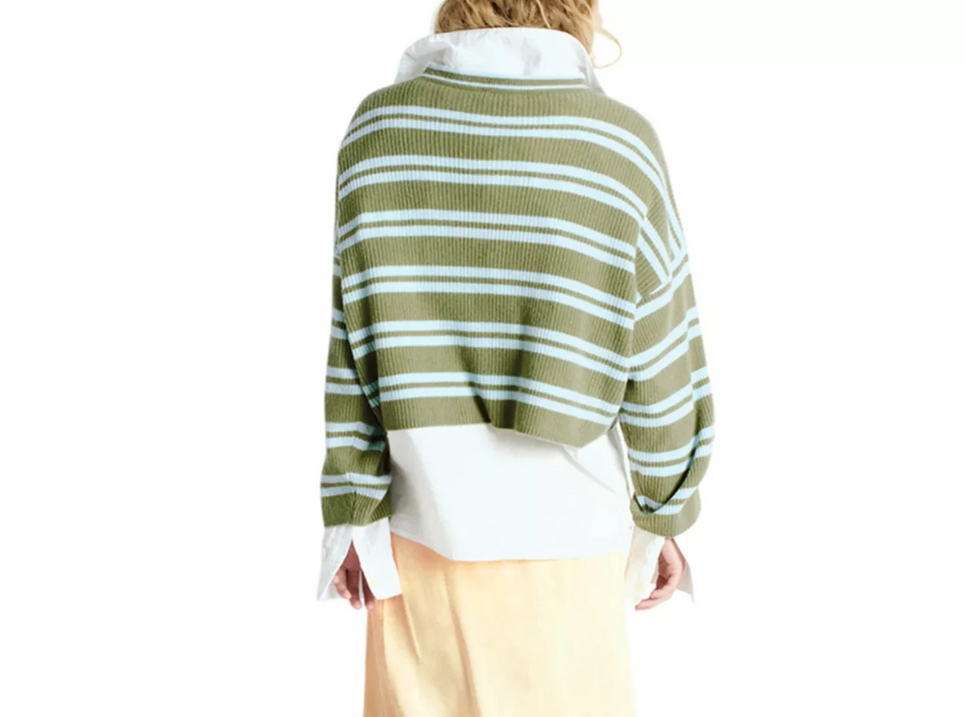 American Vintage Cropped Striped Wool Sweater MSRP $225