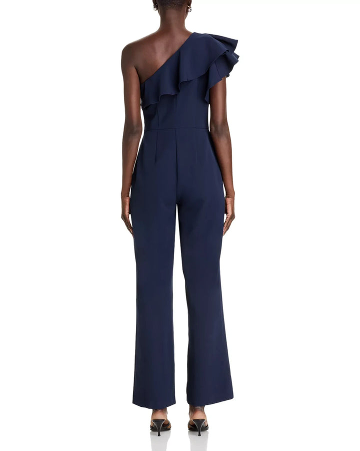 Eliza J One Shoulder Ruffle Jumpsuit MSRP $158