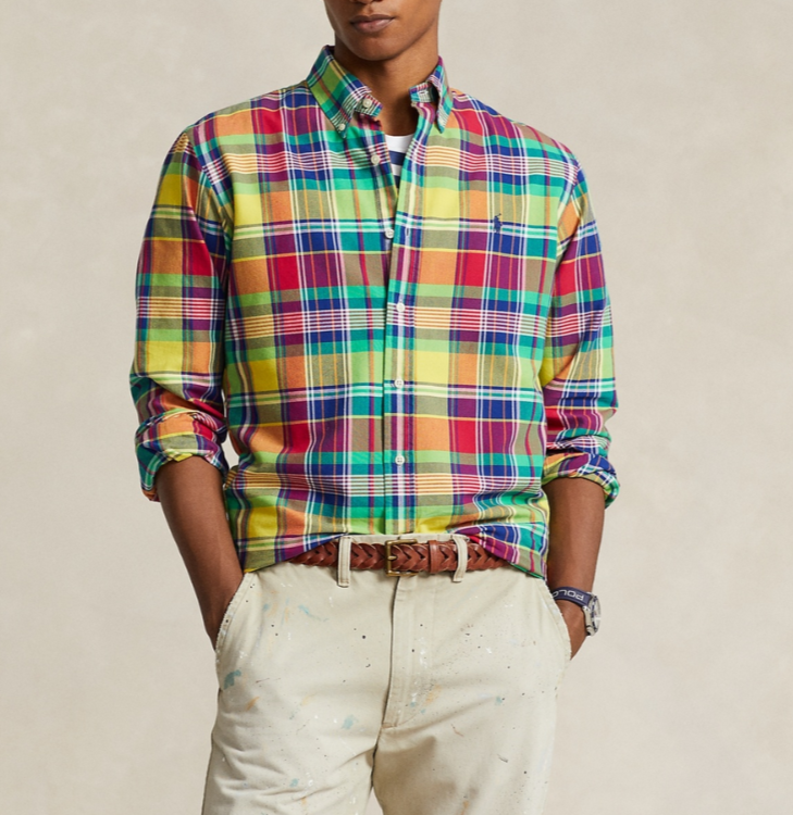POLO Ralph Lauren Classic-Fit Plaid Oxford Shirt MSRP $125