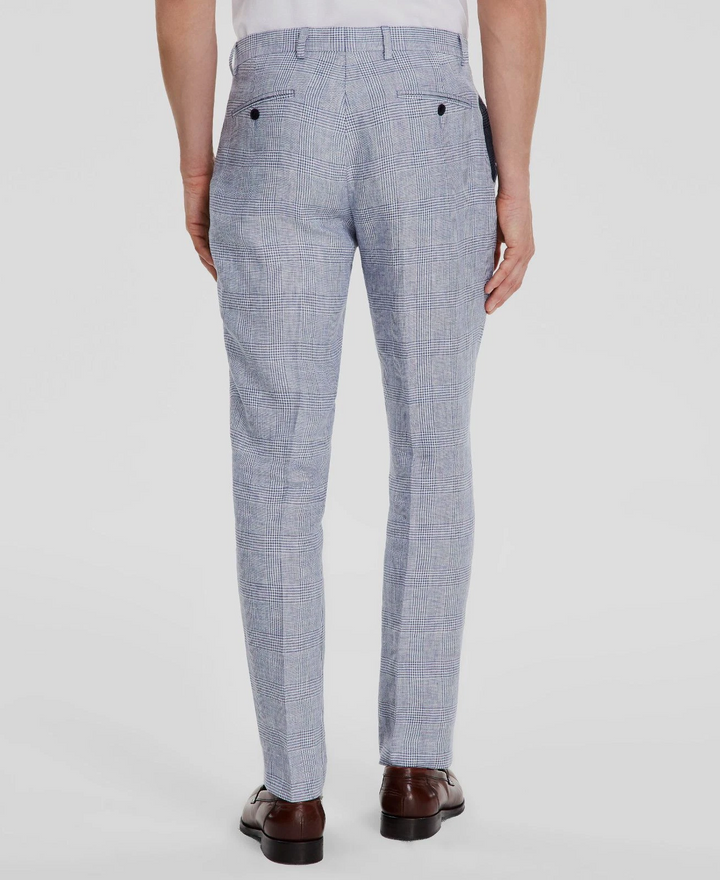 Tommy Hilfiger Men's Modern-Fit Blue Plaid Linen Suit Separate Pants MSRP $135
