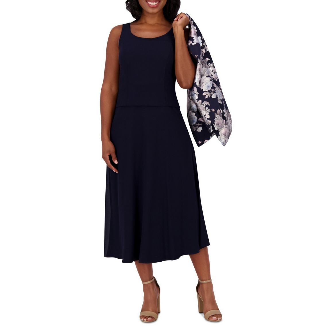 Jessica Howard 2.Pc Floral-Print Jacket & Sleeveless Midi Dress MSRP $169
