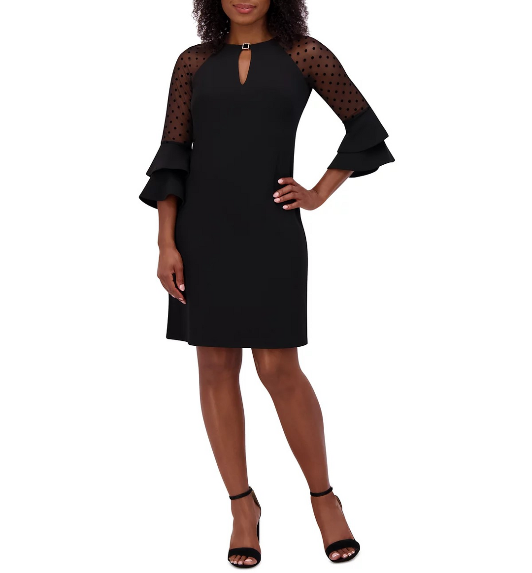 Jessica Howard Petite Ruffled 3/4-Sleeve Sheath Dress MSRP $109