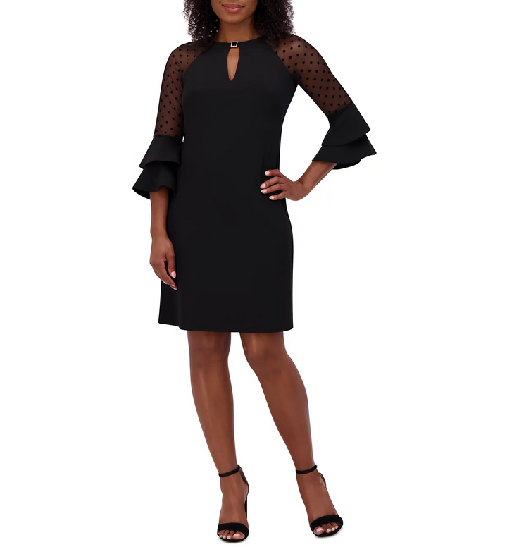 Jessica Howard Petite Ruffled 3/4-Sleeve Sheath Dress MSRP $109