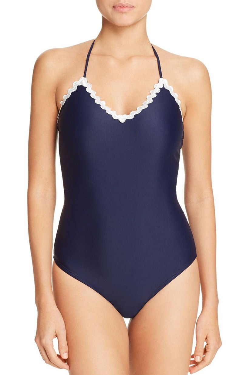 Shoshanna Scalloped Halter One Piece Swimsuit MSRP $198