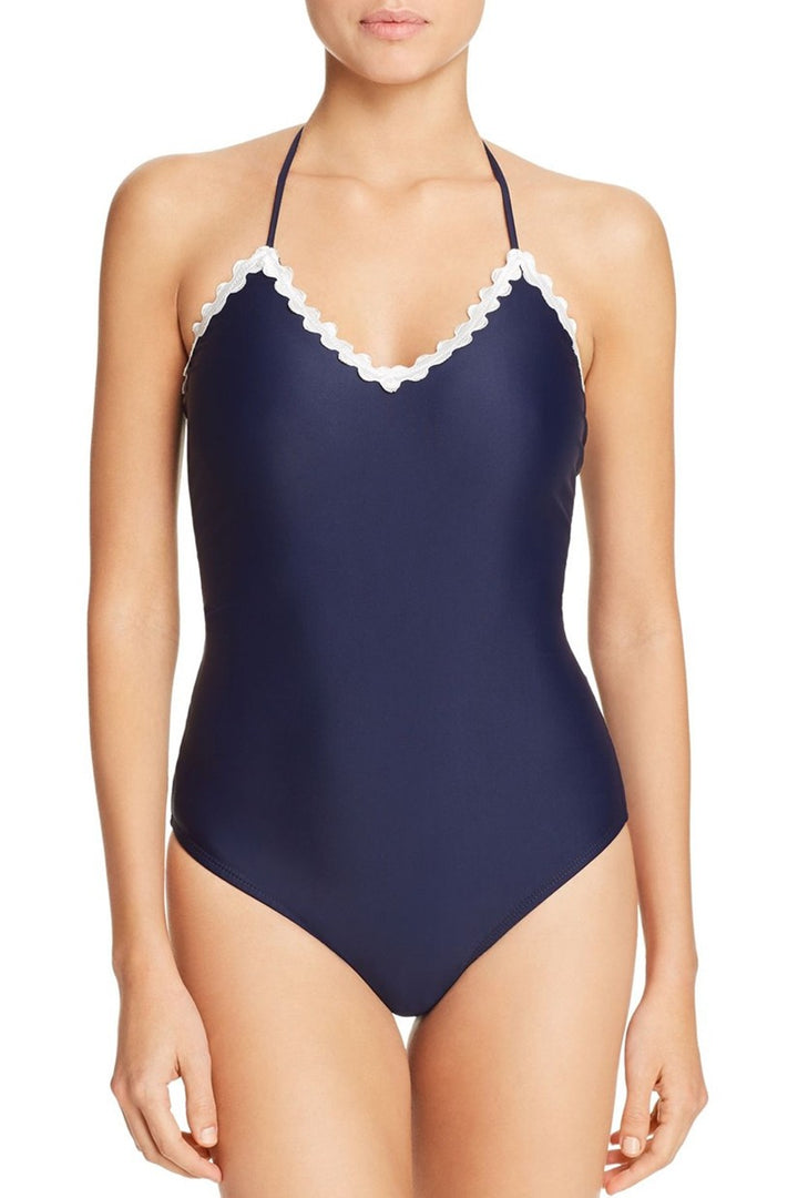Shoshanna Scalloped Halter One Piece Swimsuit MSRP $198
