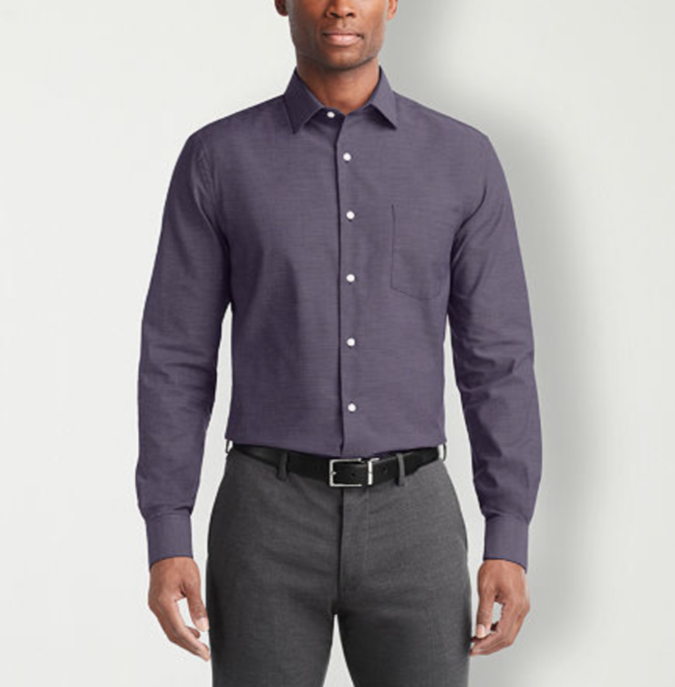 Van Heusen Stain Shield Regular Fit Dress Shirt MSRP $60
