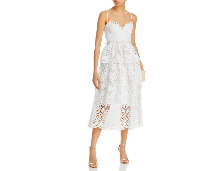 Self-Portrait Lace Bustier Midi Dress MSRP $655