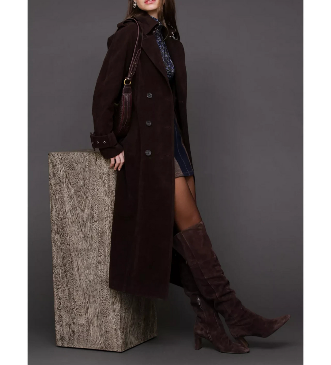 Avec Les Filles Faux Suede Utility Trench MSRP $218