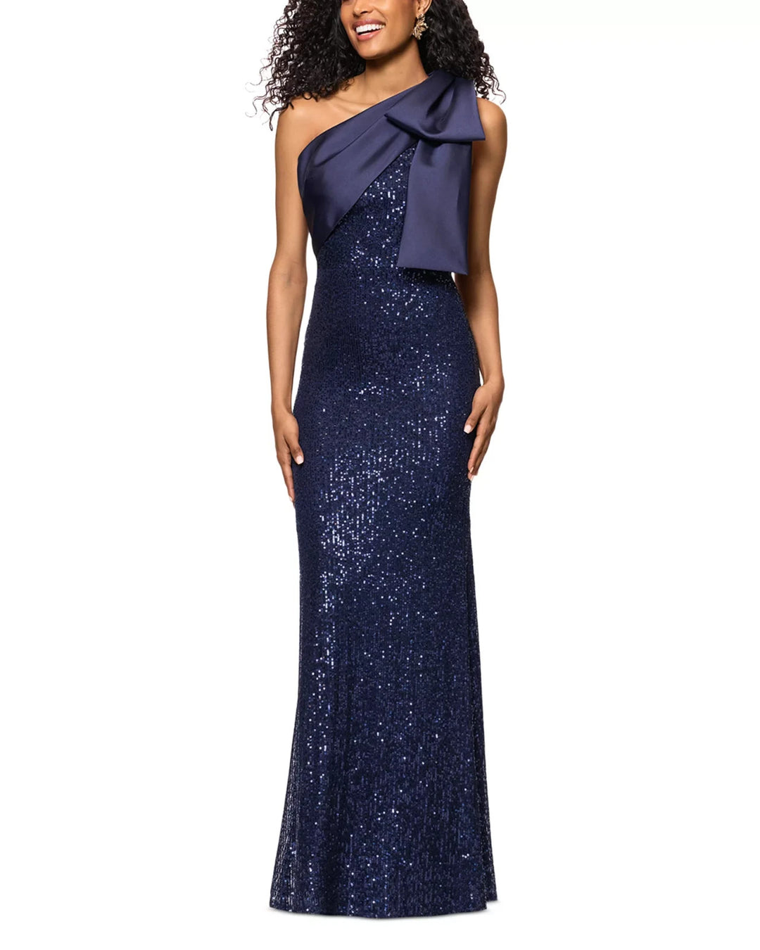 AQUA Long Sequinned Bow Dress MSRP $288