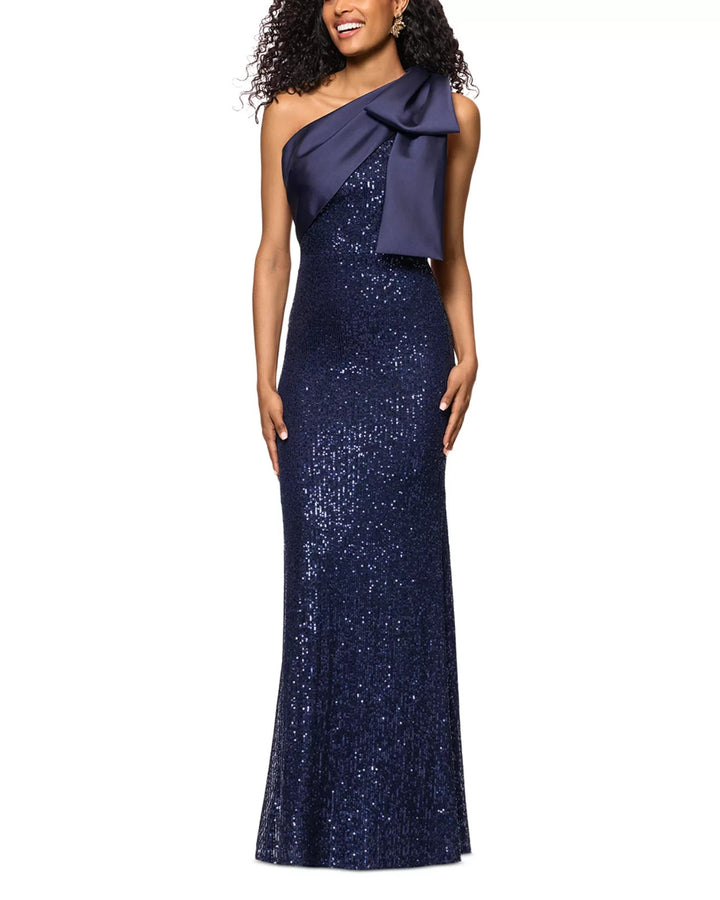 AQUA Long Sequinned Bow Dress MSRP $288