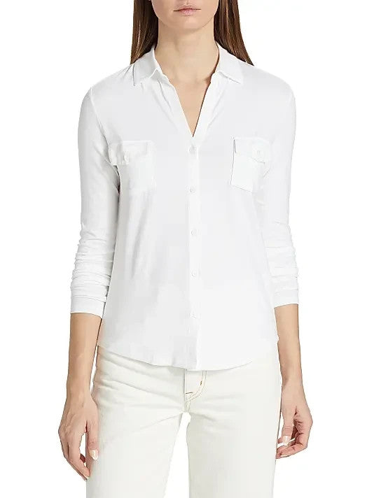 Majestic Filatures Point Collar Button Front Shirt MSRP $195