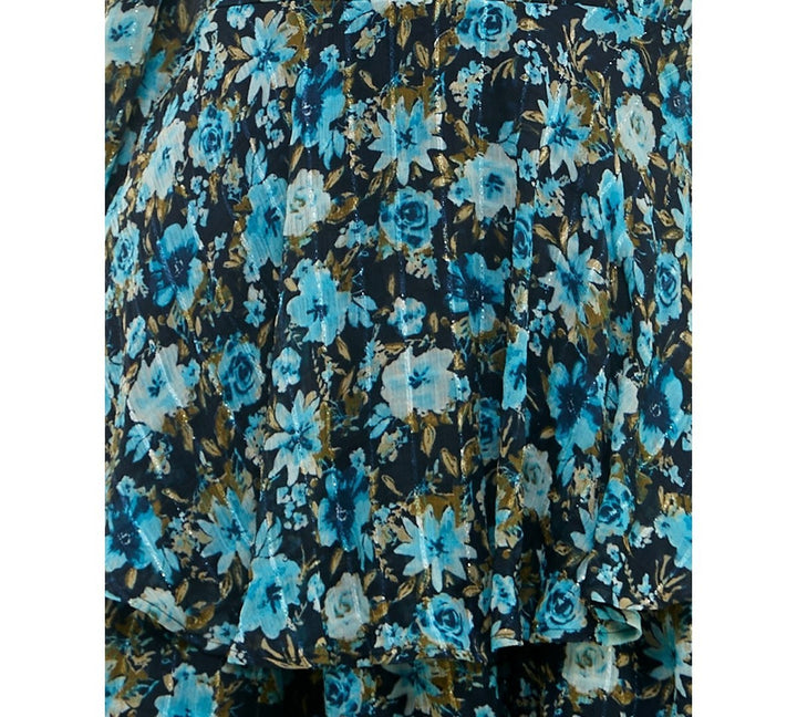Crystal Doll Juniors' Printed Shadow-Stripe Fit & Flare Tiered Dress MSRP $49