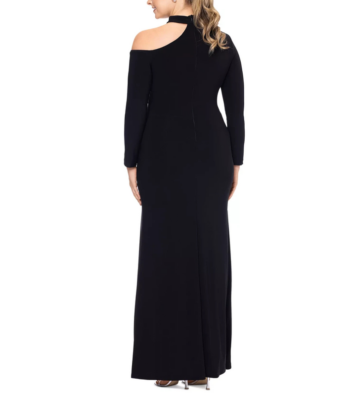 XSCAPE Plus Size Shoulder-Cutout High-Slit Evening Gown MSRP $239