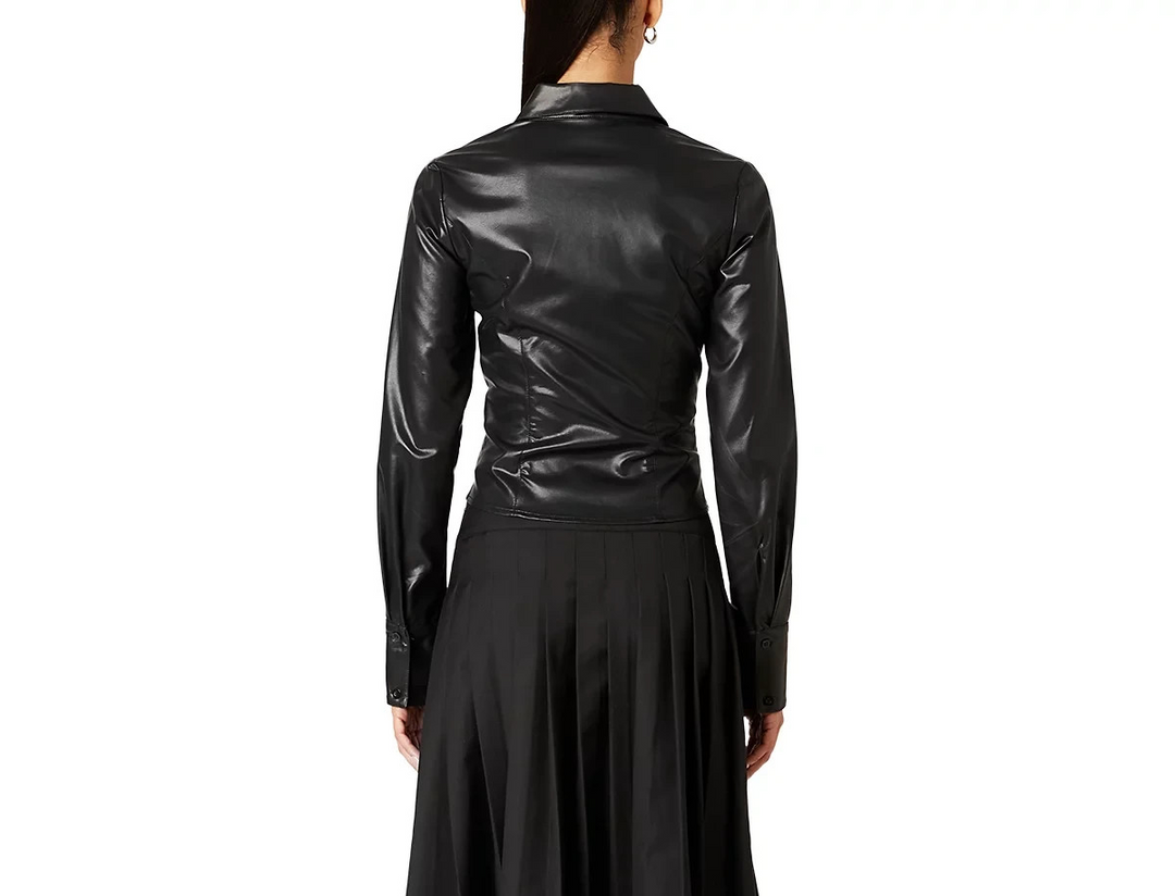 NIA Brielle Faux Leather Shirt  MSRP $88