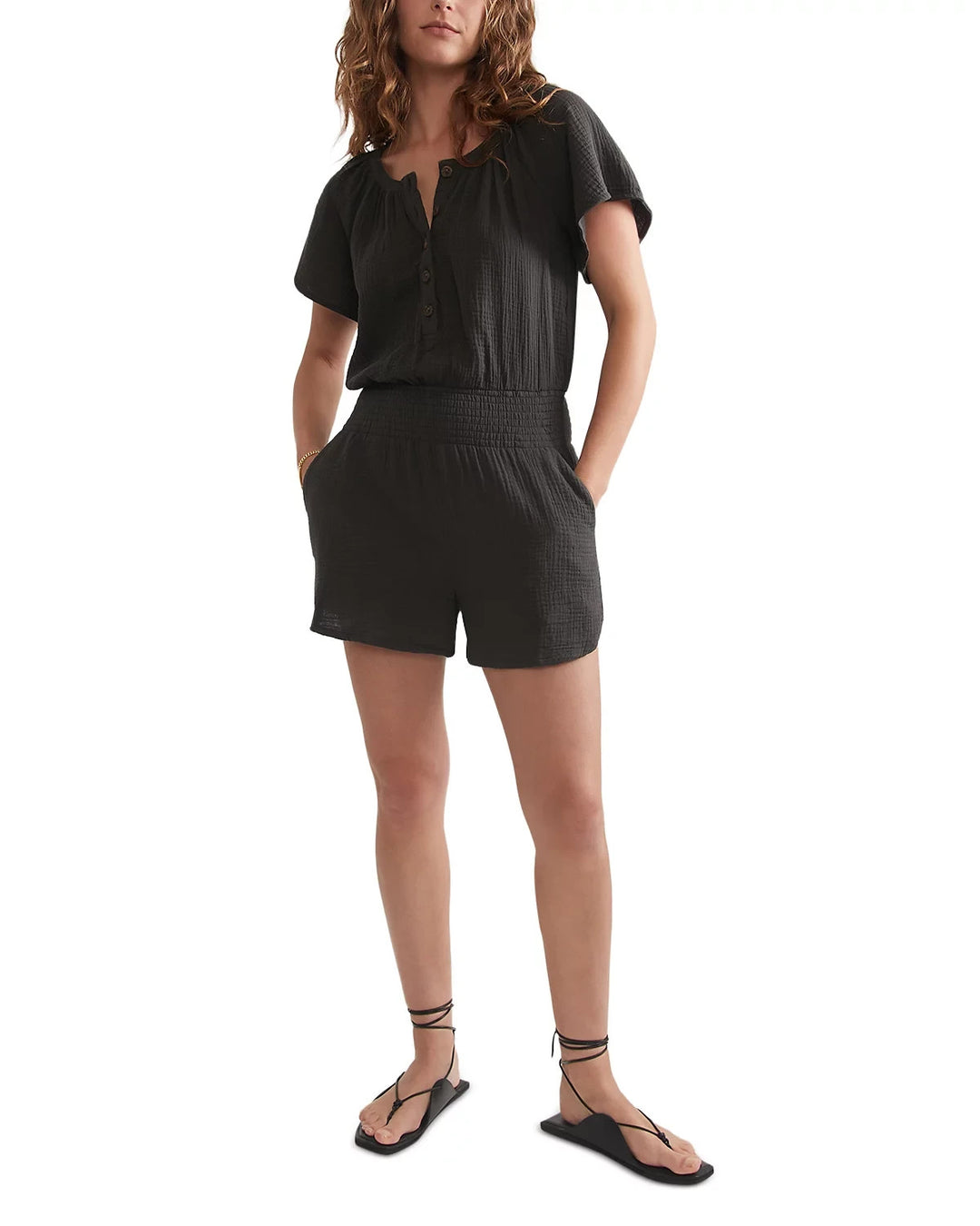 Marine Layer Double Cloth Gauze Romper MSRP $98