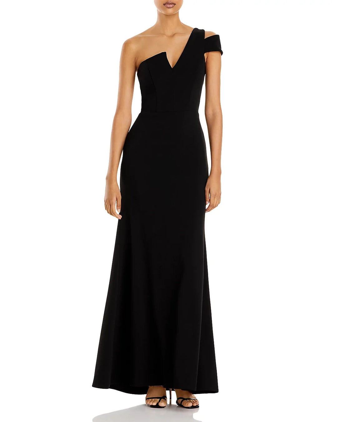 AQUA One-Shoulder Ruffled Gown MSRP $278