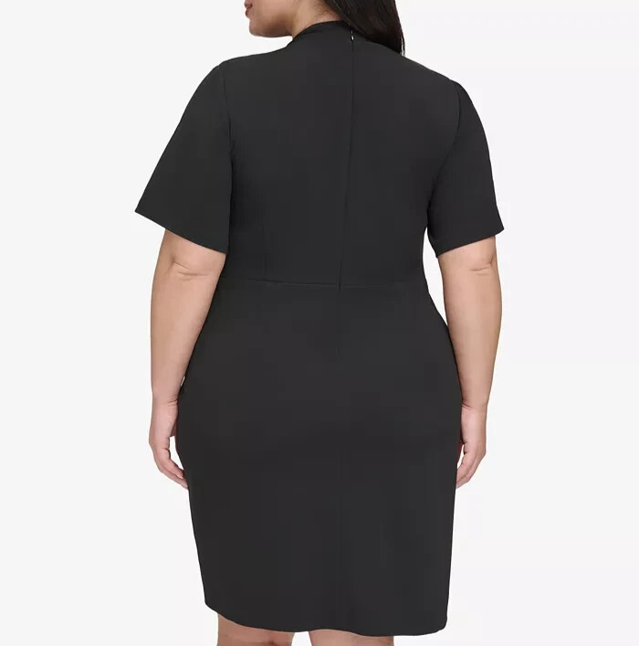 DKNY Plus Size Side-Ruched V-Neck Short-Sleeve Dress MSRP $99.98