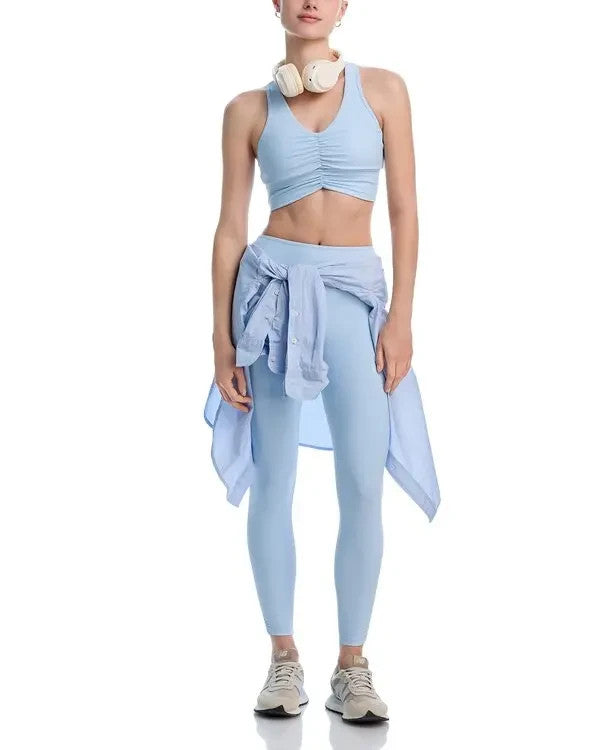 AQUA Athletic Shirred Racerback Sports Bra MSRP $48