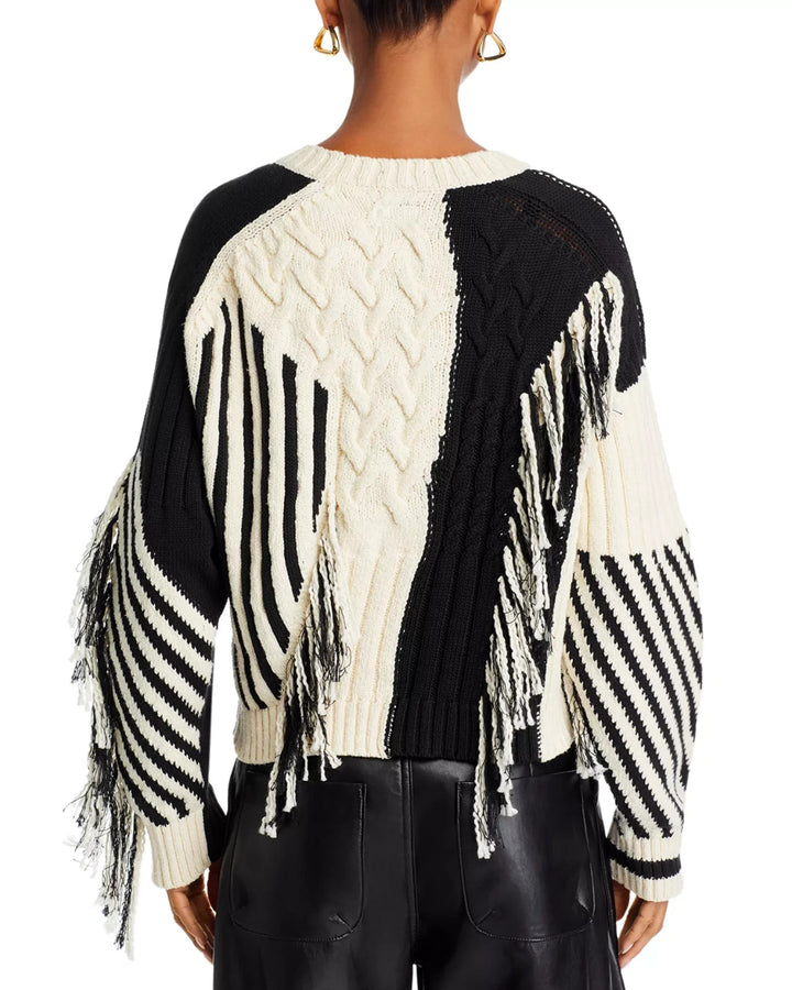 MOTHER The Jumper Slice Crewneck Cable Knit Sweater MSRP $450