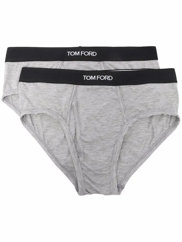Tom Ford Logo-Waistband Cotton Stretch Briefs - Set of 2 MSRP $90