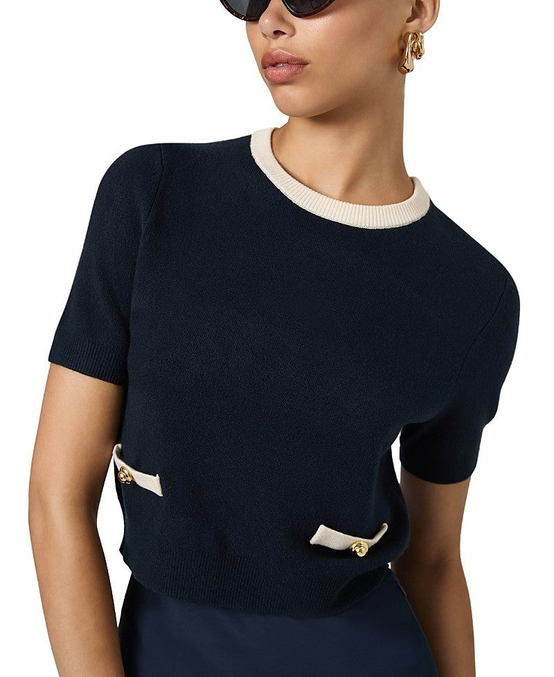 French Connection Babysoft Short Sleeve Sweater MSRP $98