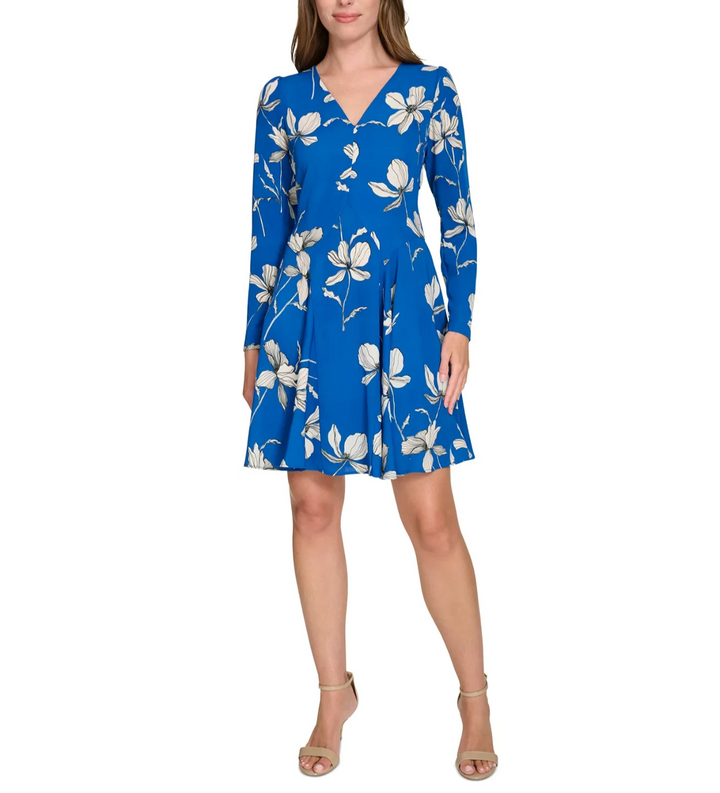 Tommy Hilfiger Women's Floral-Print Fit & Flare Dress MSRP $139
