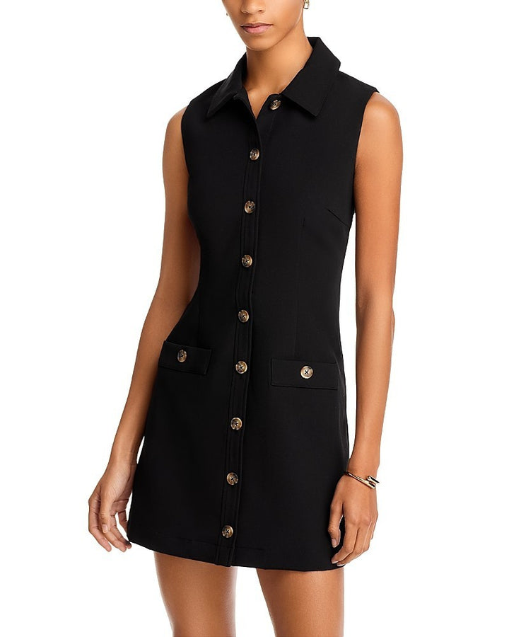 French Connection Azra Sleeveless Twill Fit & Flare Mini Dress MSRP $138