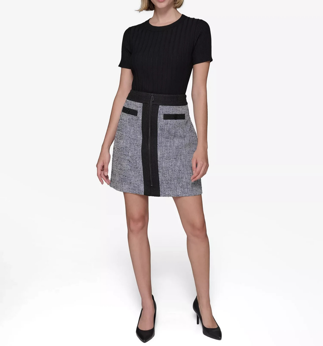KARL LAGERFELD PARIS Zip-Front Mini Skirt MSRP $99
