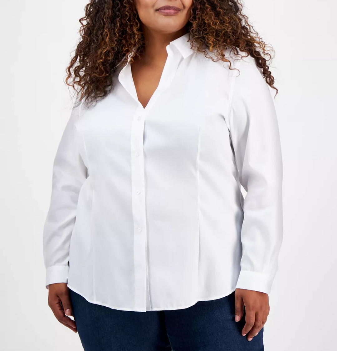Jones New York Plus Size Cotton Button-Front Shirt MSRP $89.50