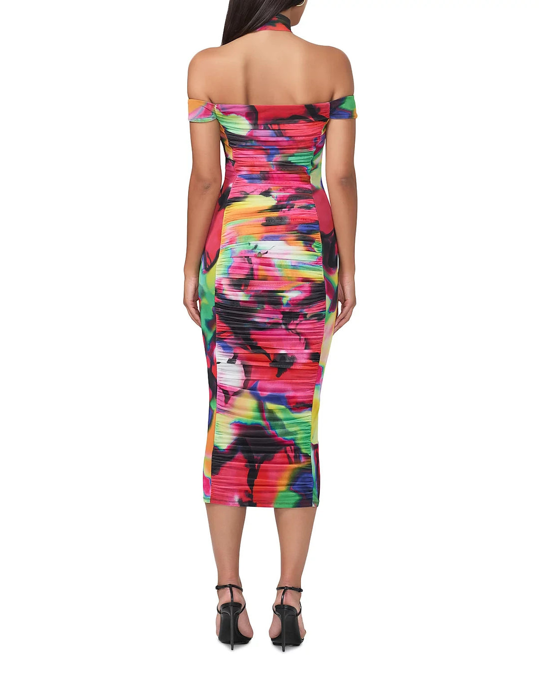 AFRM Casey Ruched Stretch Midi Floral Dress MSRP $118
