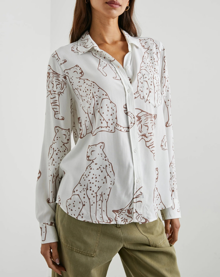 Rails Kathryn Jungle Cat Button-Front Shirt MSRP $178
