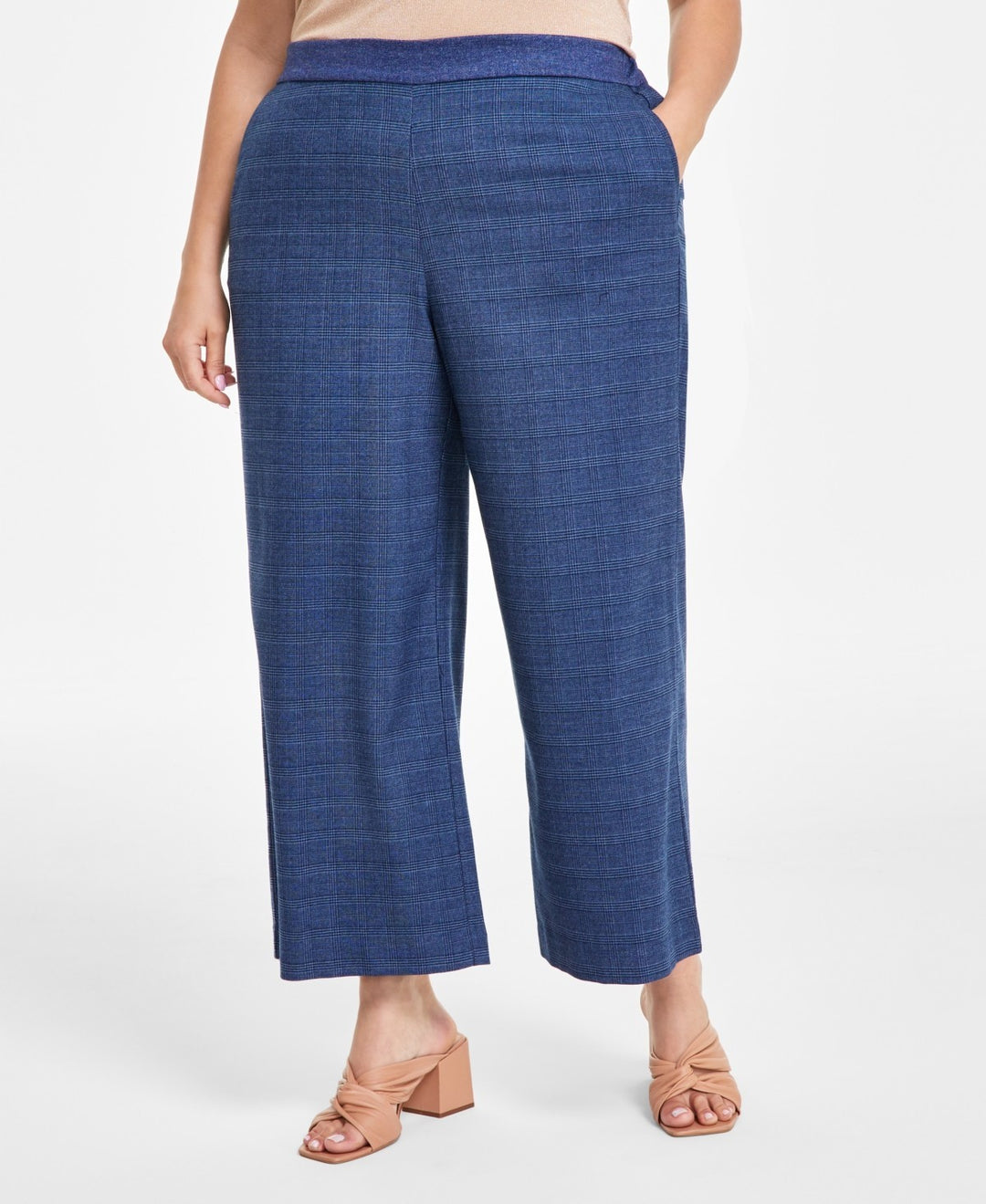 Vince Camuto Plus Size Denim-Look Wide-Leg Pants MSRP $99