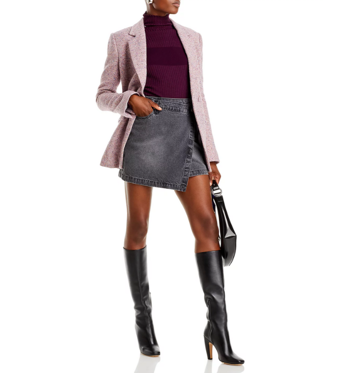 Derek Lam 10 Crosby Ana Asymmetrical Denim Mini Skirt MSRP $255