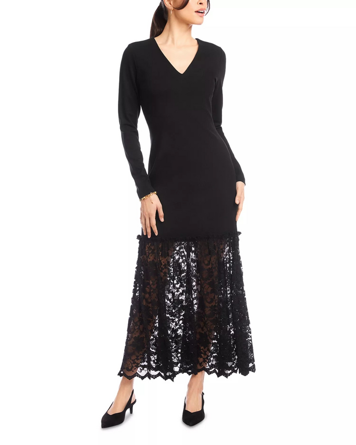 Karen Kane Long Sleeve Lace Hem Dress MSRP $218